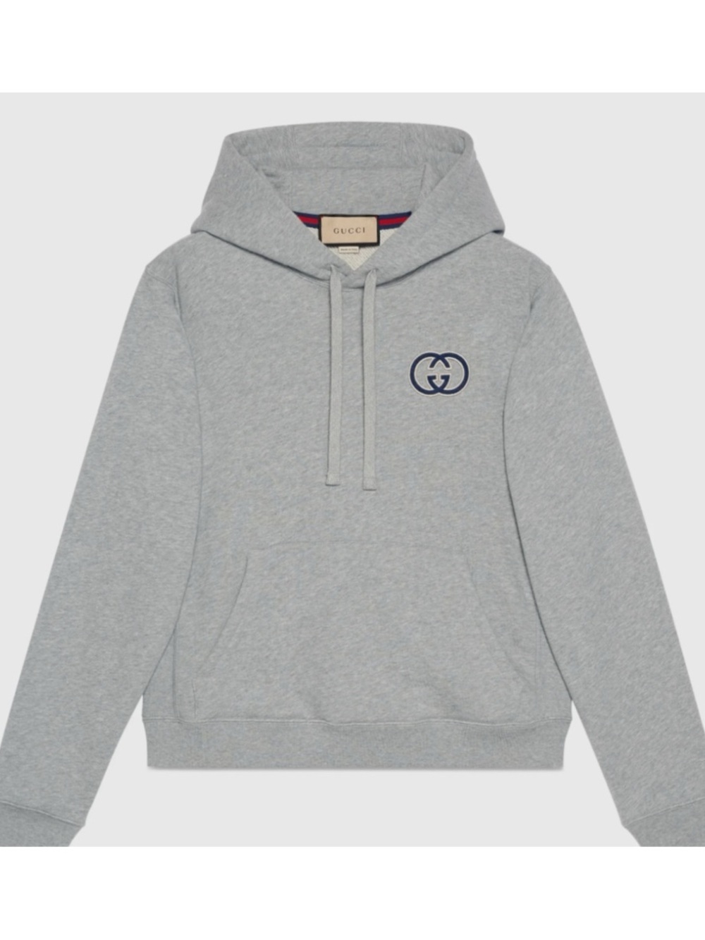 Gucci embroidered interlocking G jersey cotton hoodie size medium